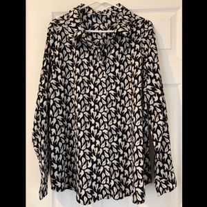 Button down bird print top